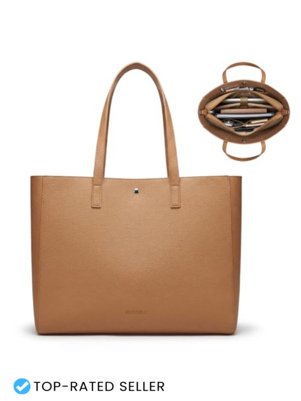 Women's 15.6" Quilted PU Leather Work Tote with Removable Organizer Luggage